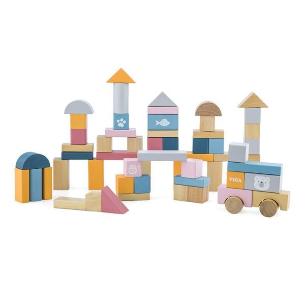 Дерев'яні кубики Viga Toys PolarB Пастельні блоки 60 шт. 2,5 см (44010)