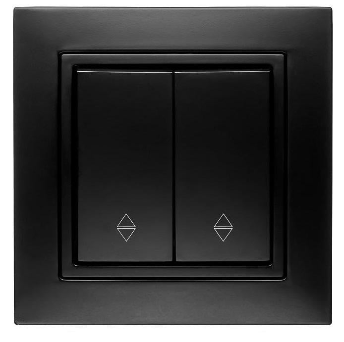 Выключатель двухклавишный проходной MARSHEL ELEGANT VS10-205 Black (VS10-205 Black)