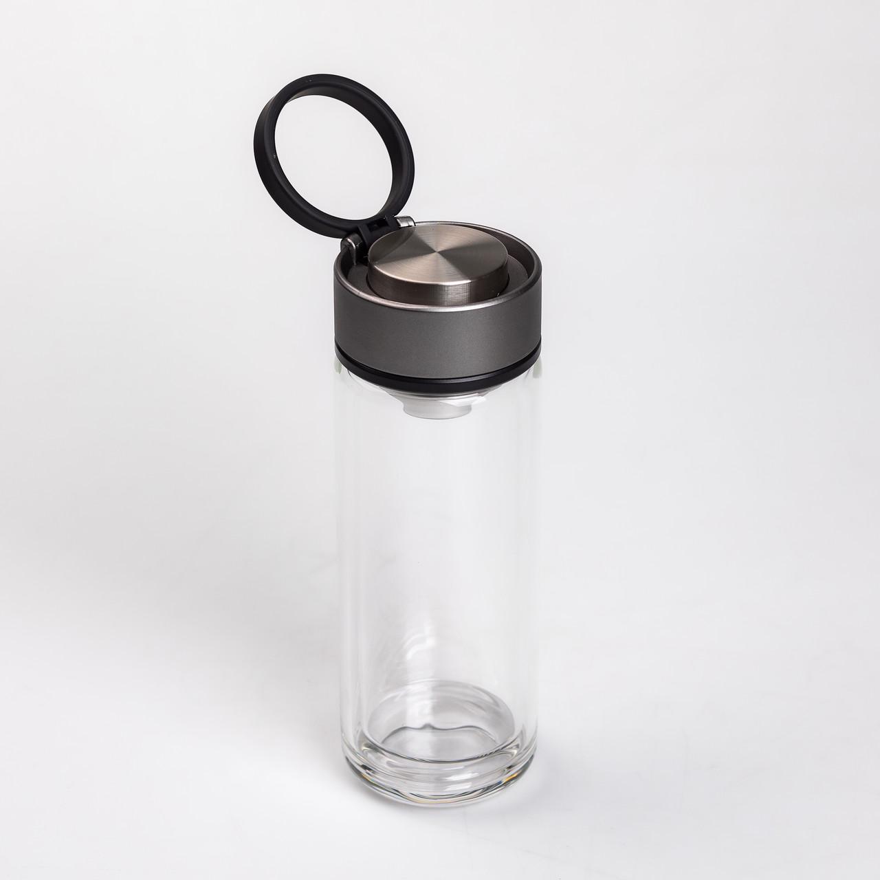 Термос скляний з подвійними стінками та ситечком 330 мл Сірий (HP-14-39G) - фото 2 Термос скляний з подвійними стінками та ситечком 330 мл Сірий (HP-14-39G) - фото 2