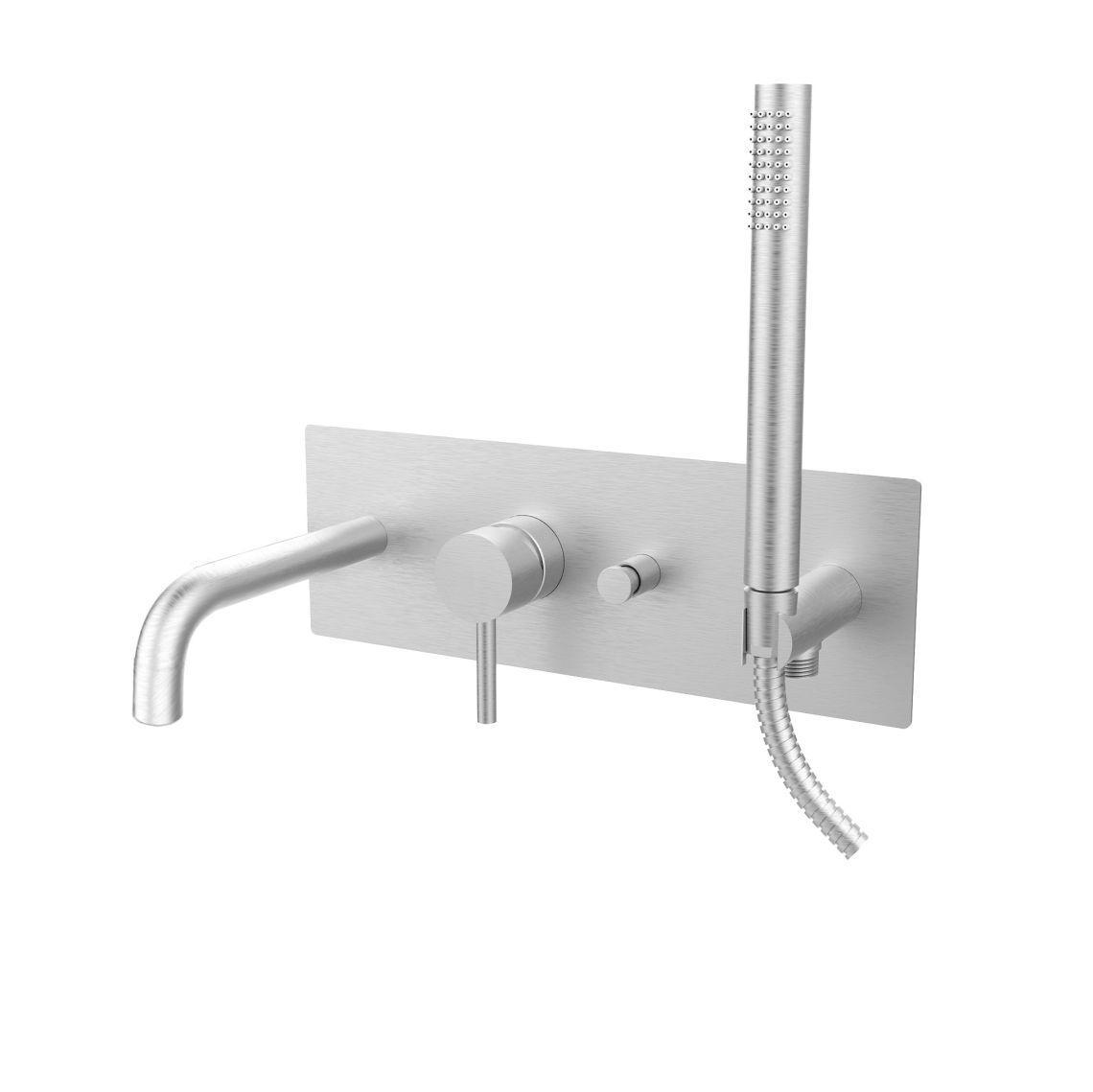 Смеситель для ванны/душа Paffoni Light с нажимным переключателем Нержавеющая сталь (LIG001ST)