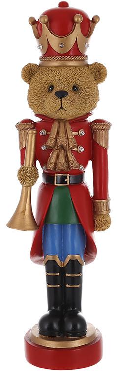 Статуэтка декоративная Мишка на карауле с LED-подсветкой 45 см Красный с зеленым