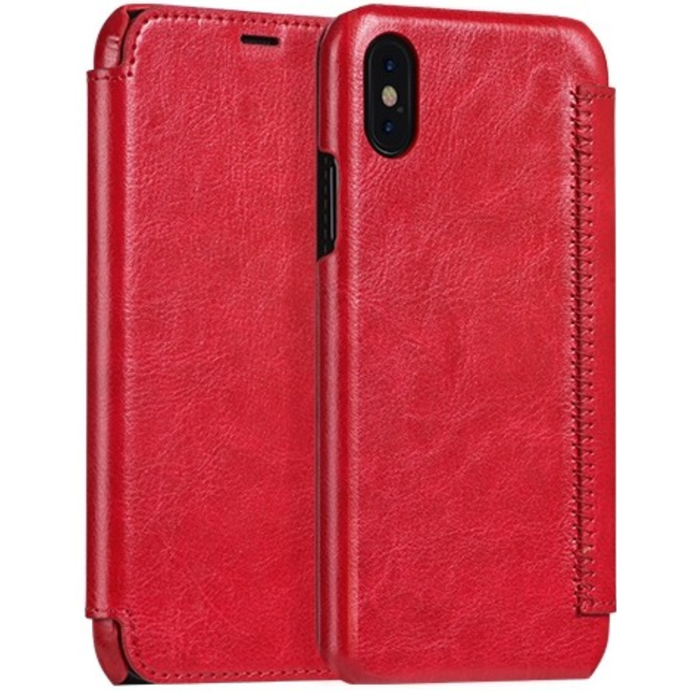 Кожанный чехол книжка Hoco Crystal Series for iPhone X, Red