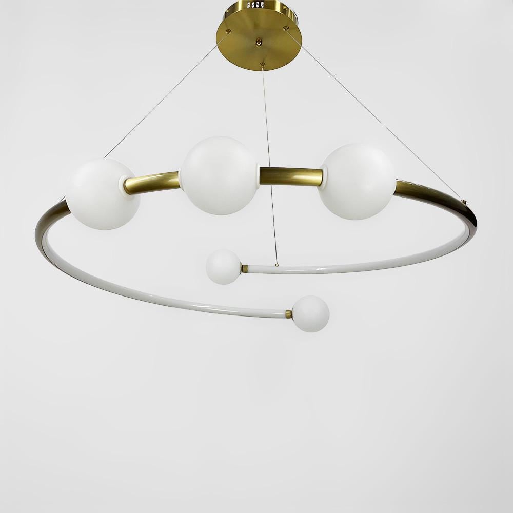 Люстра дизайнерская LED с акриловыми шариками Ø 80 см Латунь (MJ76-800 AB)