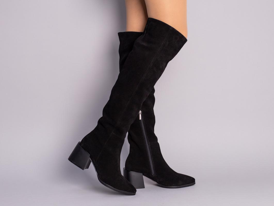 Ботфорты женские замшевые демисезонные р. 35 Черный (8503д/35)