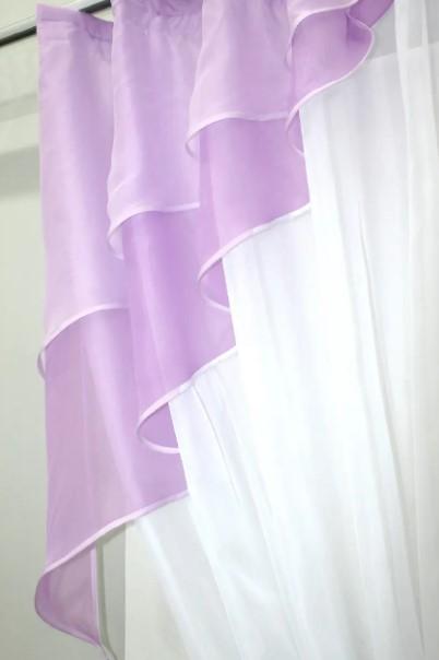 Занавеска на кухню/балкон 270х170 см Сиреневый/Белый (114к) - фото 4