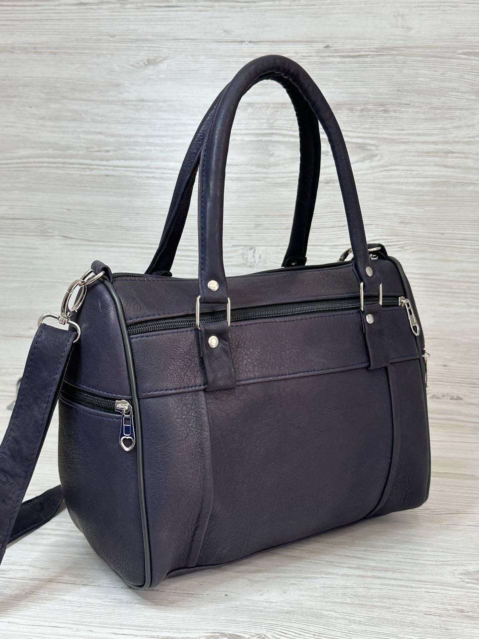 Сумка женская натуральная кожа Темно-синий (109058)