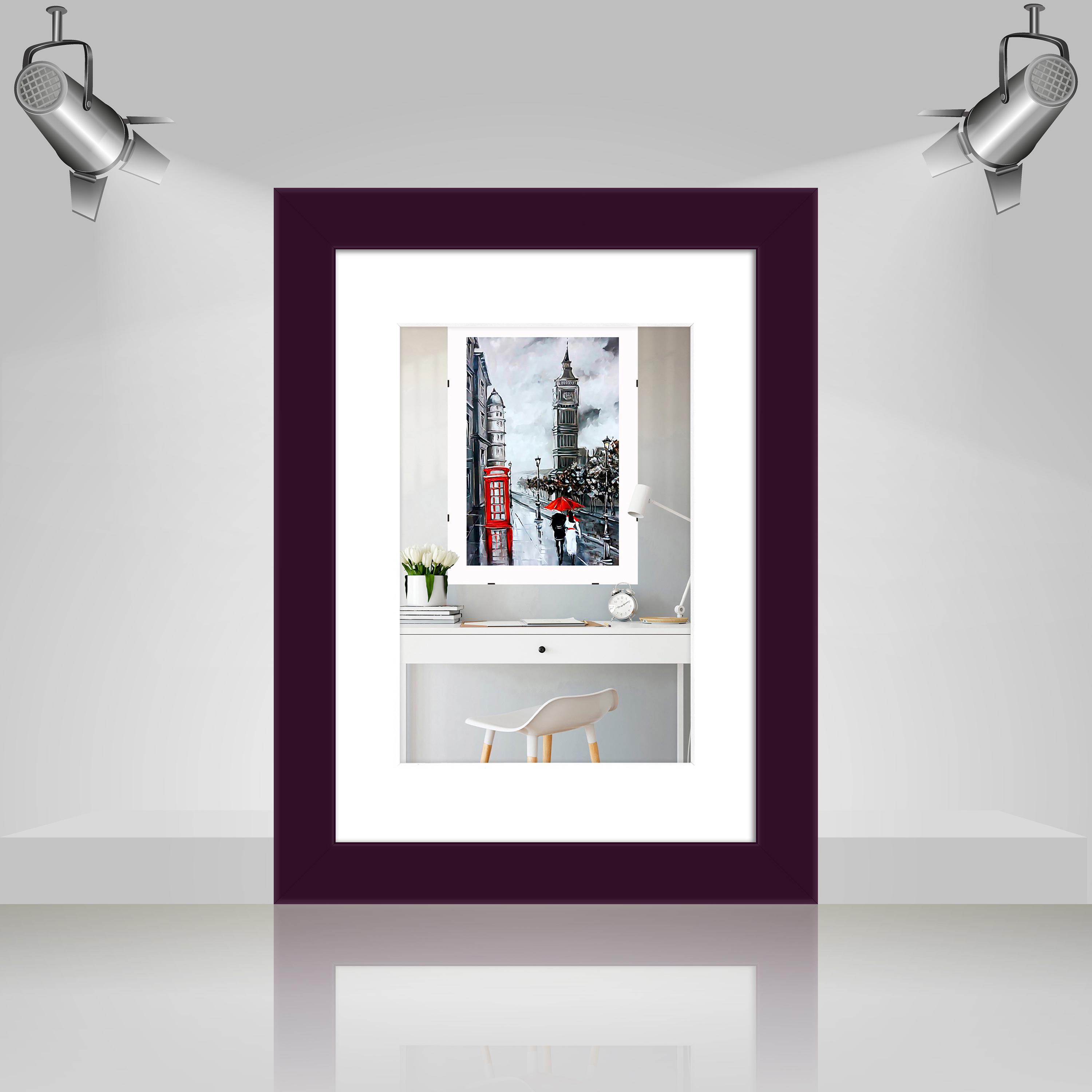 Фоторамка деревянная EmojiFrame 15х21 см А5 под фото 10х15 см AH2220-02 пластиковое стекло 0,8 мм паспарту Фиолетовый - фото 3