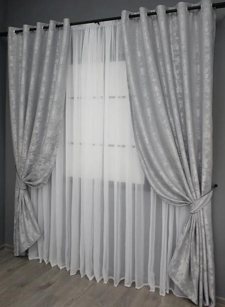 Штори на люверсах SULTAN XO жаккард 1,5х2,5 м 2 шт. Світло-сірий (1124ш) - фото 3 Штори на люверсах SULTAN XO жаккард 1,5х2,5 м 2 шт. Світло-сірий (1124ш) - фото 3