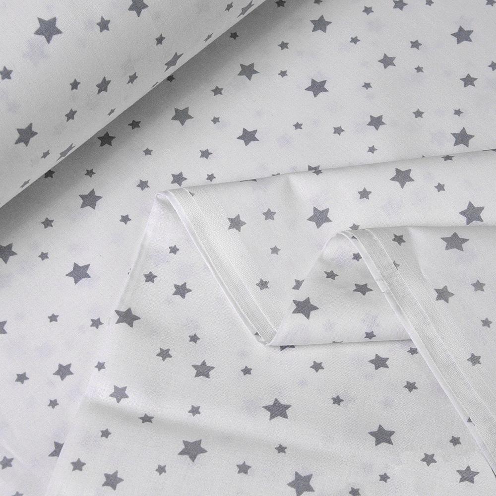 Ткань для постельного белья M+S Звездочки V-06 бязь ранфорс 2,4 м Серый/Белый (16894)