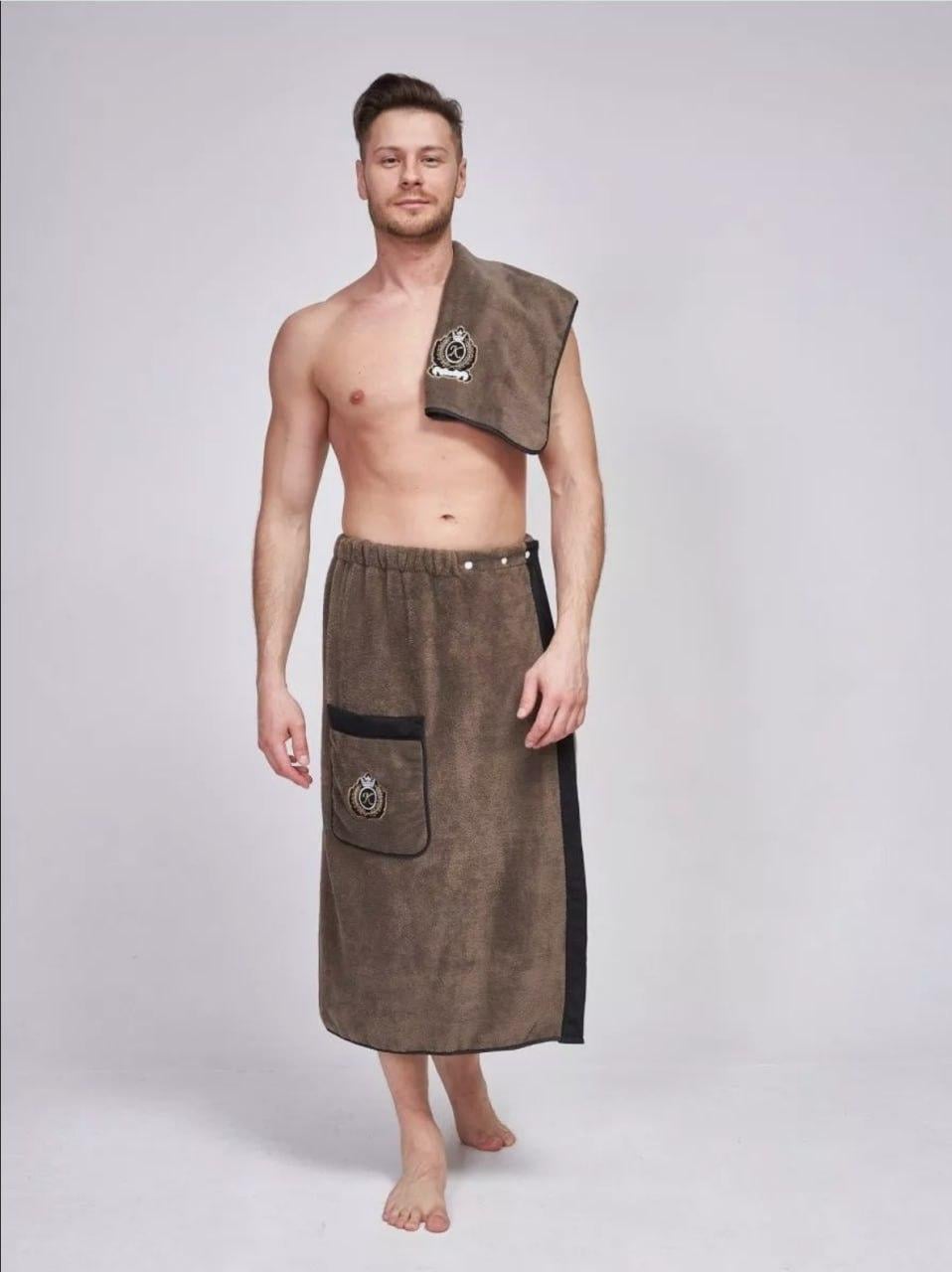 Набор для бани мужской 85х150 см Кофейный (П4К-novo-m-sauna-018)