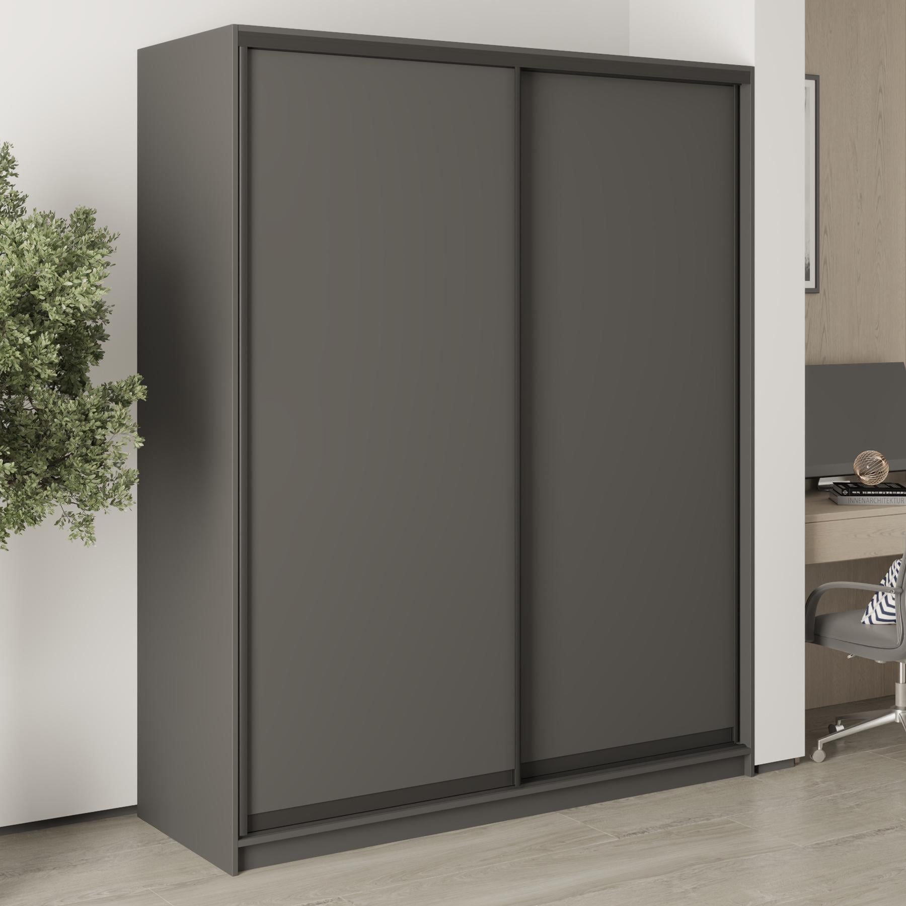 Шкаф-купе двухдверный MebelStar Стандарт BG 2 ДСП 170x60x210 см Антрацит (MBS-10910) Шкаф-купе двухдверный MebelStar Стандарт BG 2 ДСП 170x60x210 см Антрацит (MBS-10910)