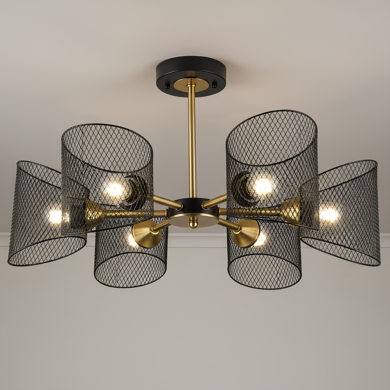 Люстра Valeso с металлическим корпусом под шесть ламп Е27 Черный/Медный (B N6685/6 BK+COP)