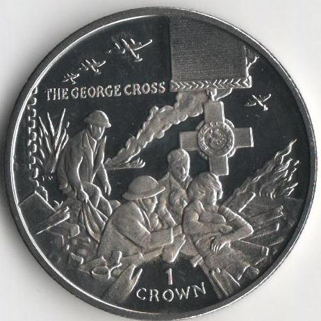 Коллекционная монета Остров Мэн 1 крона 2004 Награда Георгиевский крест UNC (KM#1228)