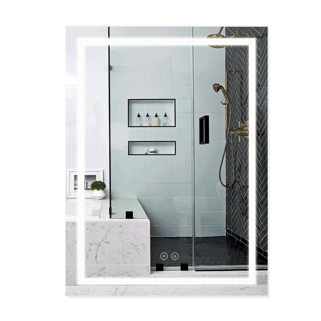 Зеркало Qtap Mideya DC-F937 с LED-подсветкой Touch с антизапотеванием с часами/димерами 600х800 мм (2654804099)