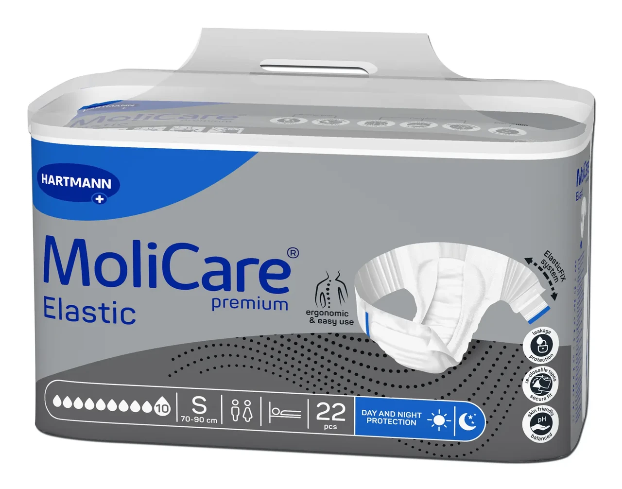 Підгузки нічні для дорослих MoliCare Premium Elastic що страждають на нетримання 10 крапель S 22 шт./пак. - фото 4 Підгузки нічні для дорослих MoliCare Premium Elastic що страждають на нетримання 10 крапель S 22 шт./пак. - фото 4