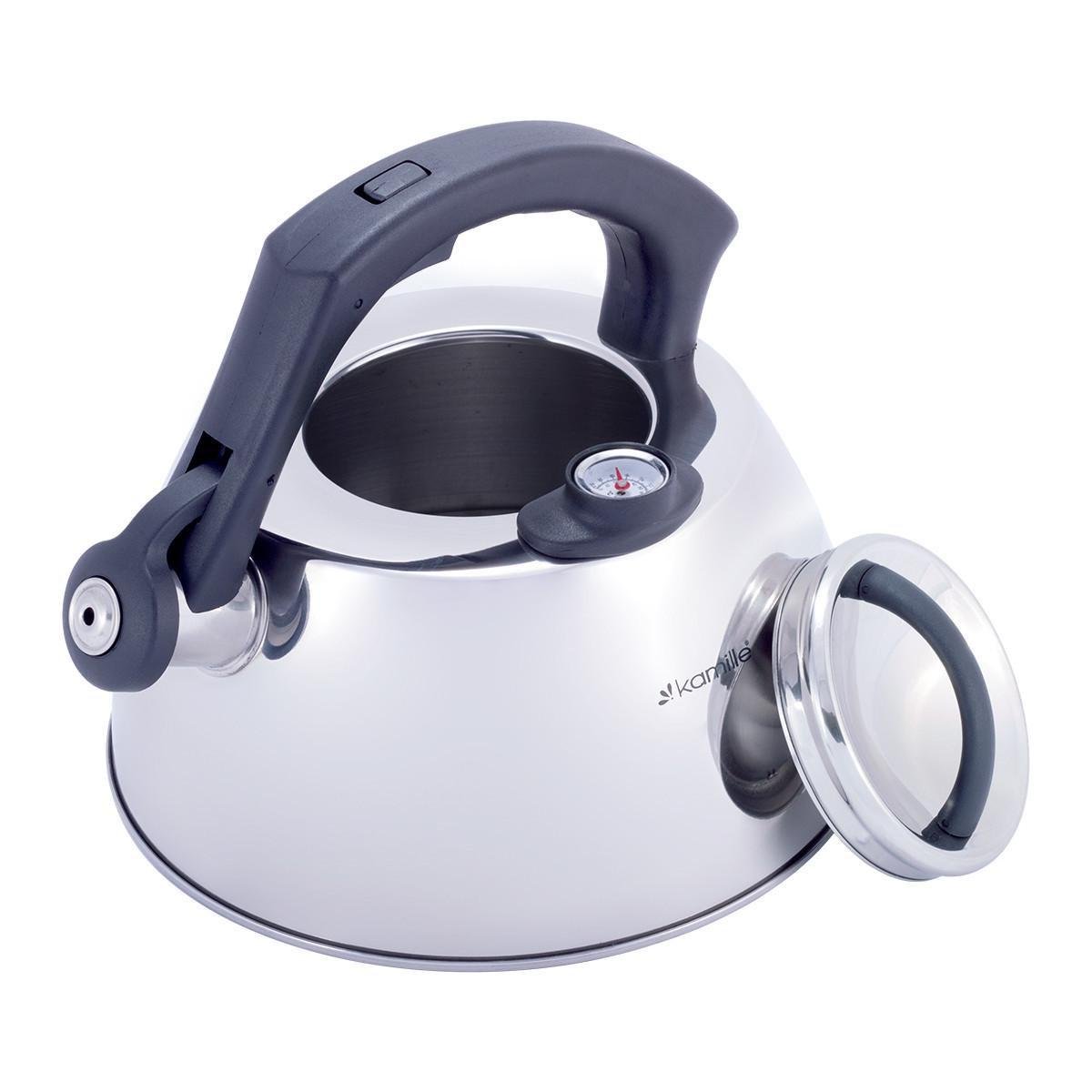 Чайник из нержавеющей стали Kamille Vizo со свистком и термометром 3 л (1077)