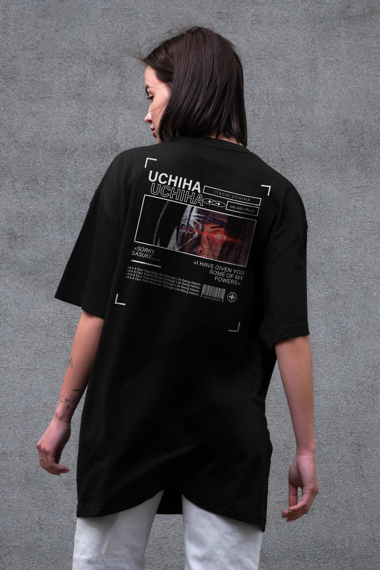 Футболка женская Without с принтом Uchiha оверсайз S/M Black (S8049517)