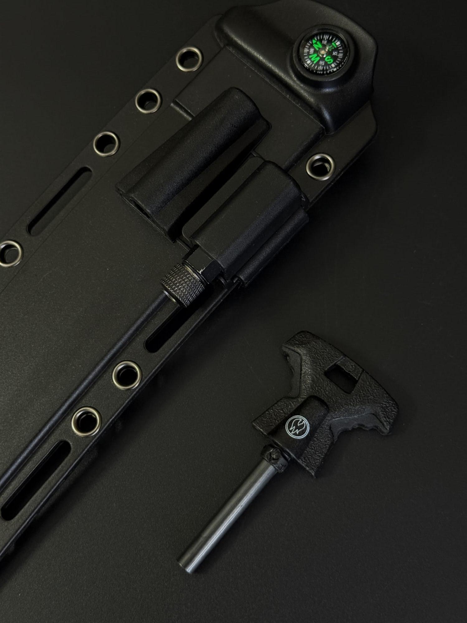 Нож танто Gorillas BBQ KN1079 2620 с кресалом и фонариком Черный - фото 10