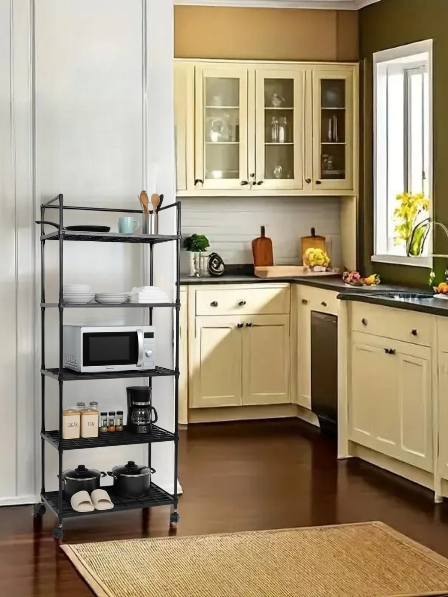 Етажерка-стелаж для зберігання з роликами 5-ярусів 120х50х26 см Чорний (9196654310) - фото 4