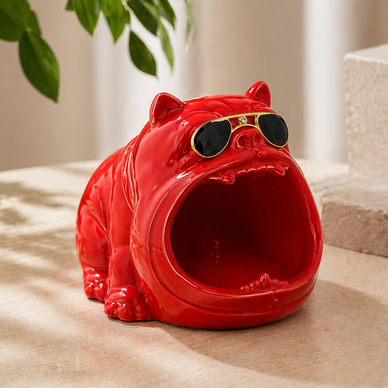 Пепельница-органайзер Бульдог с ключницей Красный (Арт1233)