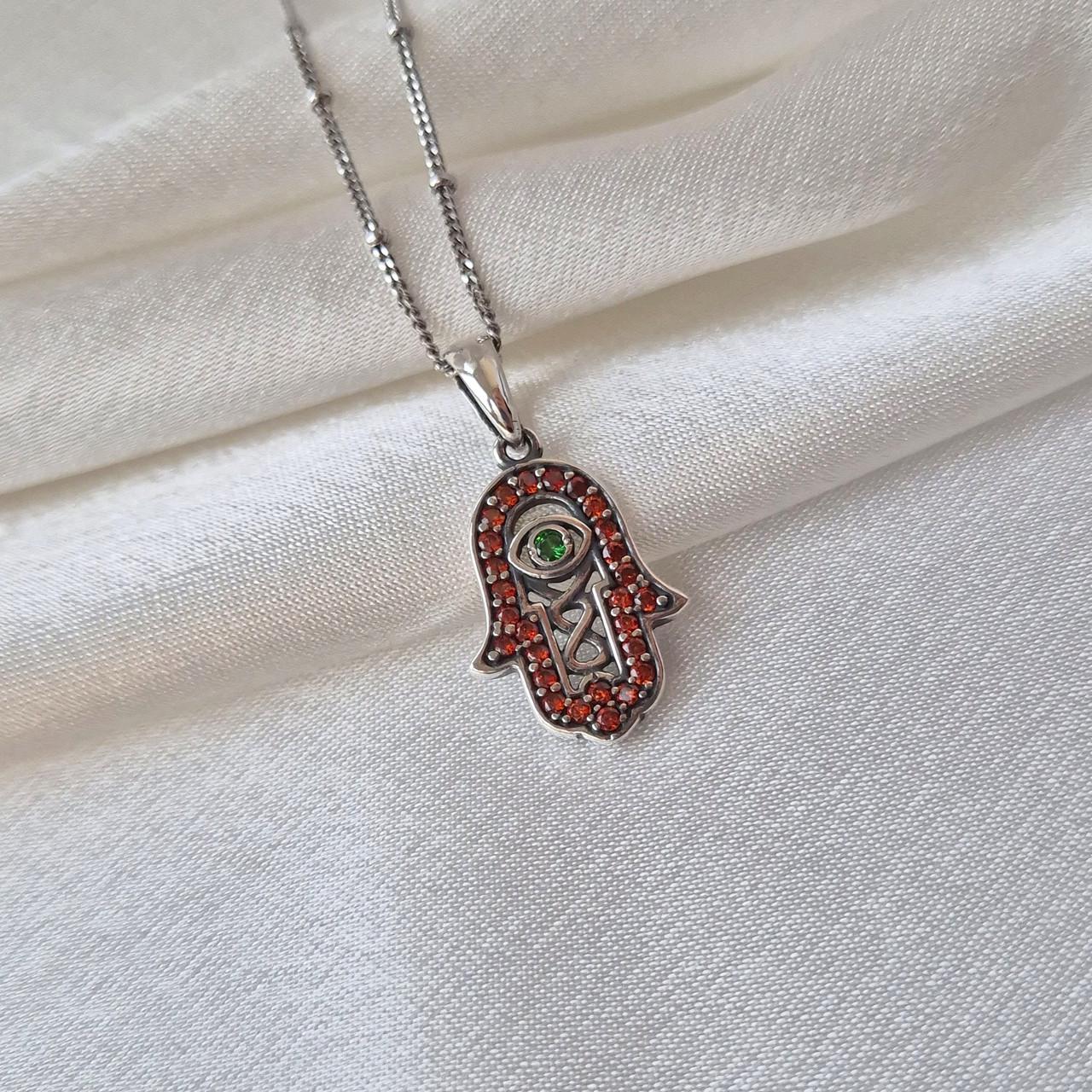 Кулон підвіска оберіг талісман рука фатіми у каменях срібло 925 проби чорнене 1,93 г (3646п) - фото 4 Кулон підвіска оберіг талісман рука фатіми у каменях срібло 925 проби чорнене 1,93 г (3646п) - фото 4