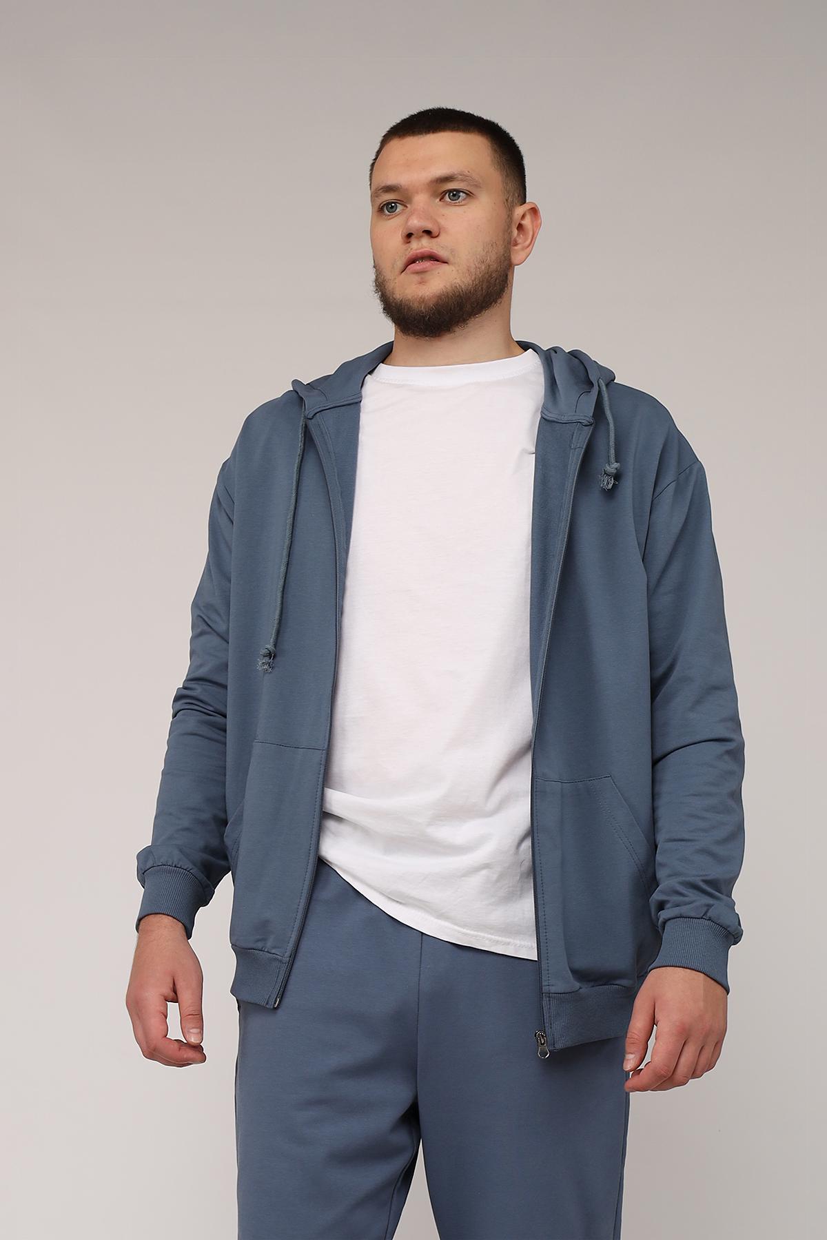 Толстовка чоловіча на блискавці ЦБ-00266206 р. 46 Синій (SKT001035270) - фото 2