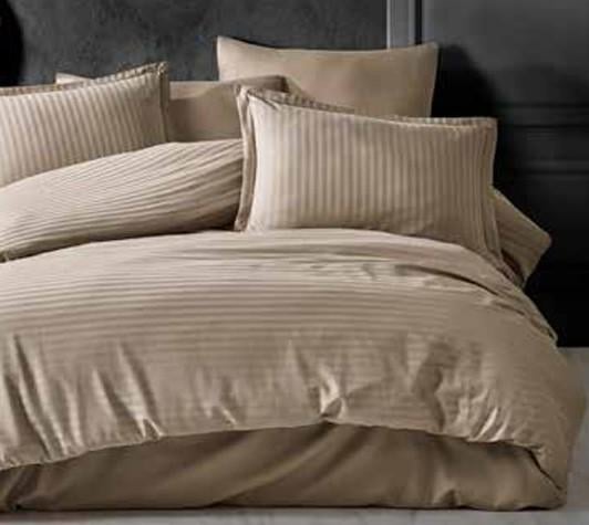Комплект постельного белья Clasy Acik Kahve страйп сатин евро (2000022283364)