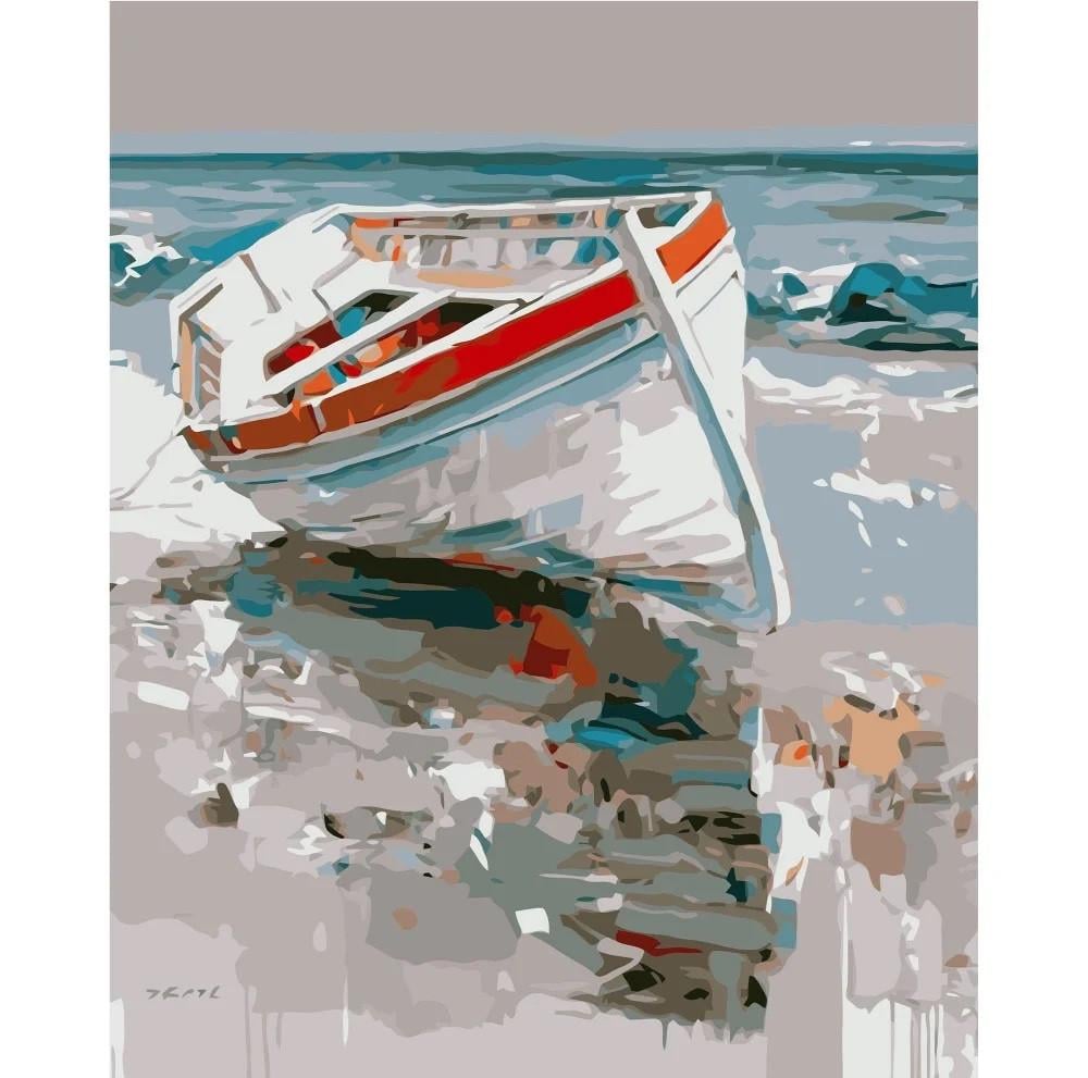Картина по номерам Strateg Белая лодка 40x50 см (VA-0993)