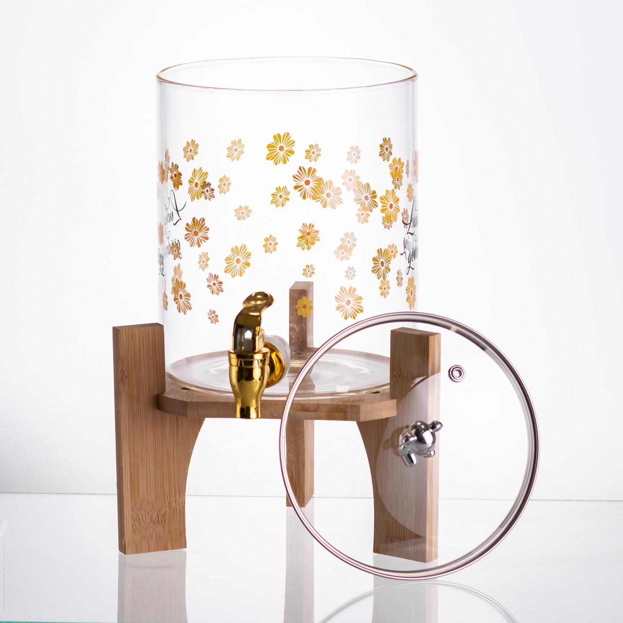 Лимонадница с краном на бамбуковой подставке 3,6 л (HP-34-17) - фото 4 Лимонадница с краном на бамбуковой подставке 3,6 л (HP-34-17) - фото 4