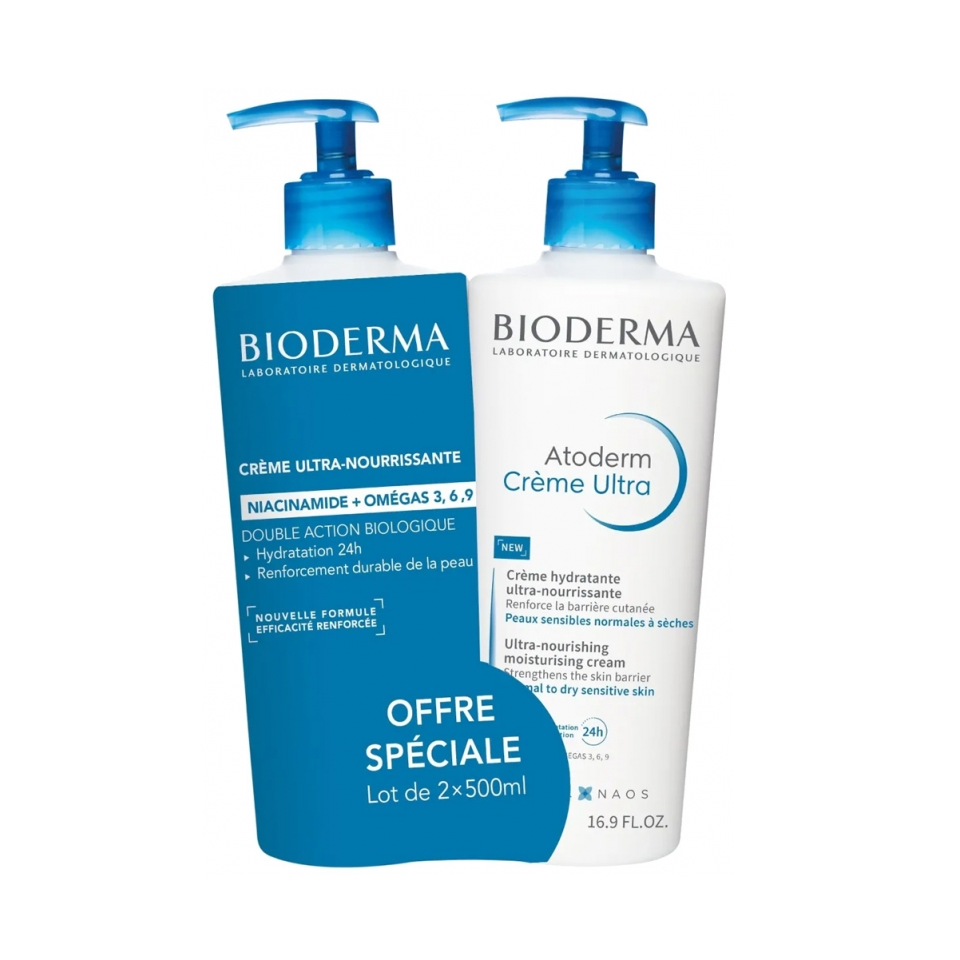 Набор кремов Bioderma Atoderm Nourishing Ultra-Nourishing Cream Bioderma Atoderm Crème Ultra Crème Hydratante 2 шт.