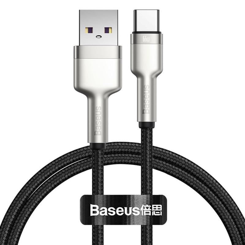 Дата кабель міцний BASEUS CAKF00010 Cafule Metal Data USB to Type-C 66W 1 м Black (00000070440_1)