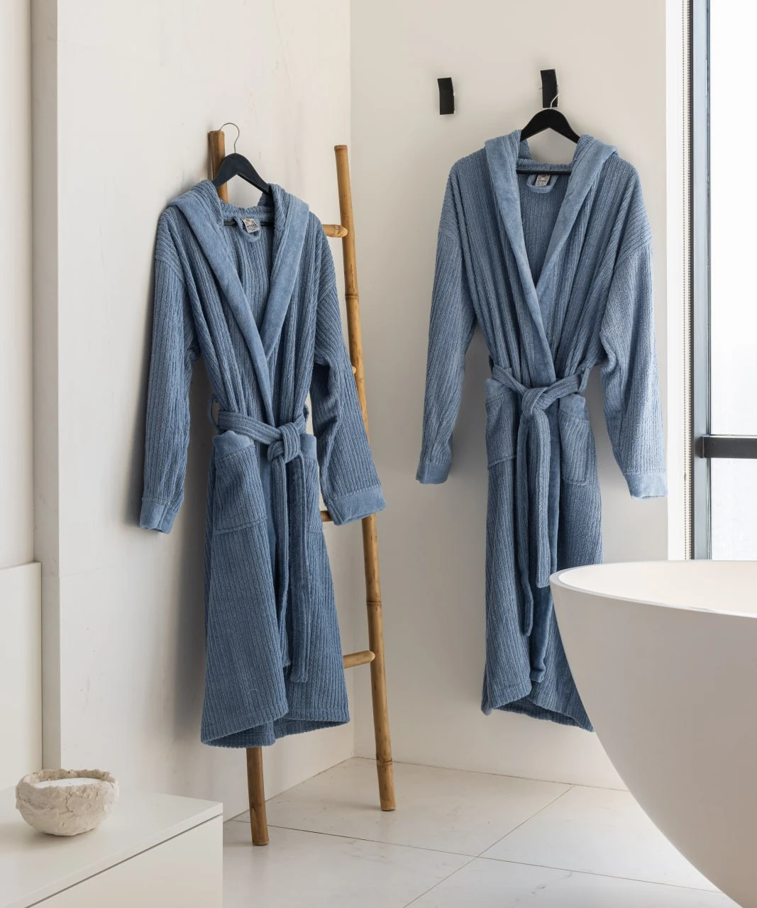 Набор халатов махровых HYGG для пары/женский и мужской S-M/2XL-3XL Голубой (392451)
