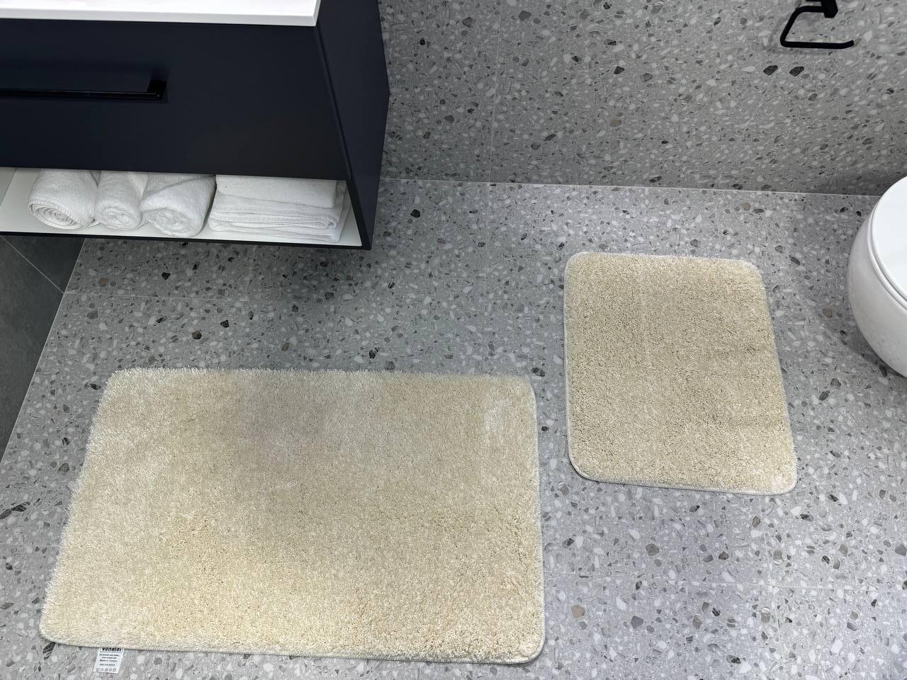 Набор ковриков в ванную и туалет Pirlanta с высоким ворсом 100x60/50x60 см Cream (01290)