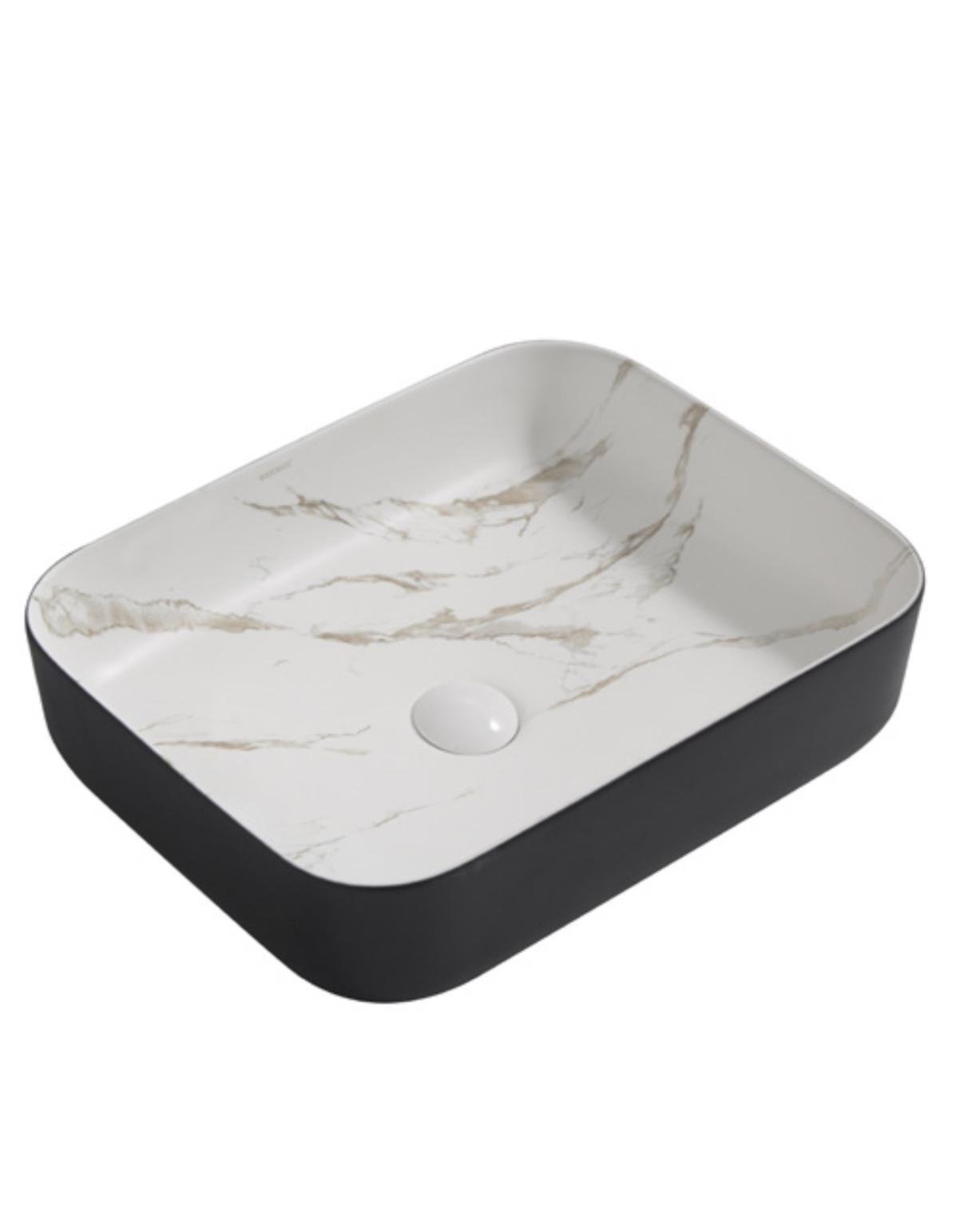 Раковина накладна MIXXUS PREMIUM DIVERSE-0110 500х390х130 мм Marble/Black (MP6517)