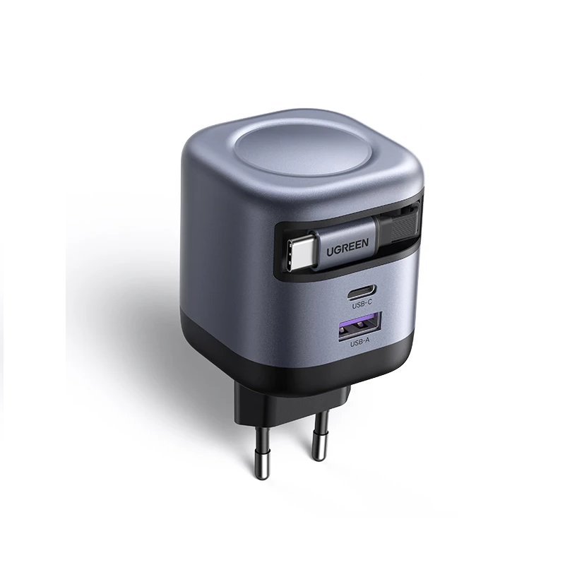Зарядное устройство UGREEN X604 45W выдвижной кабель UFCS PPS QC PD 3.0 Grey (UX604)