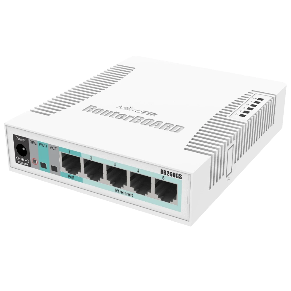 Комутатор 5 портів керований MikroTik RB260GS CSS106-5G-1S (2863456235)