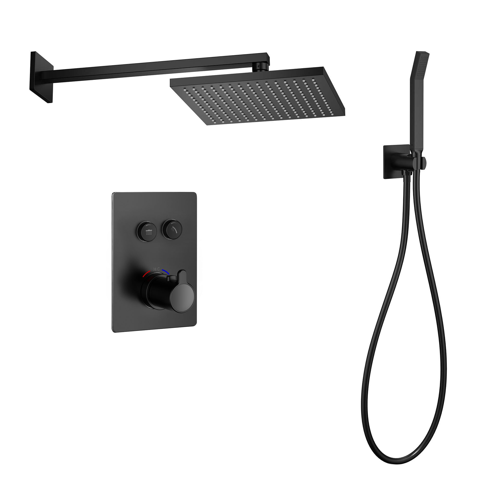 Душевая система Imprese Smatr Click ZMK101901222 с термостатом латунь Черный (ANT-82148)