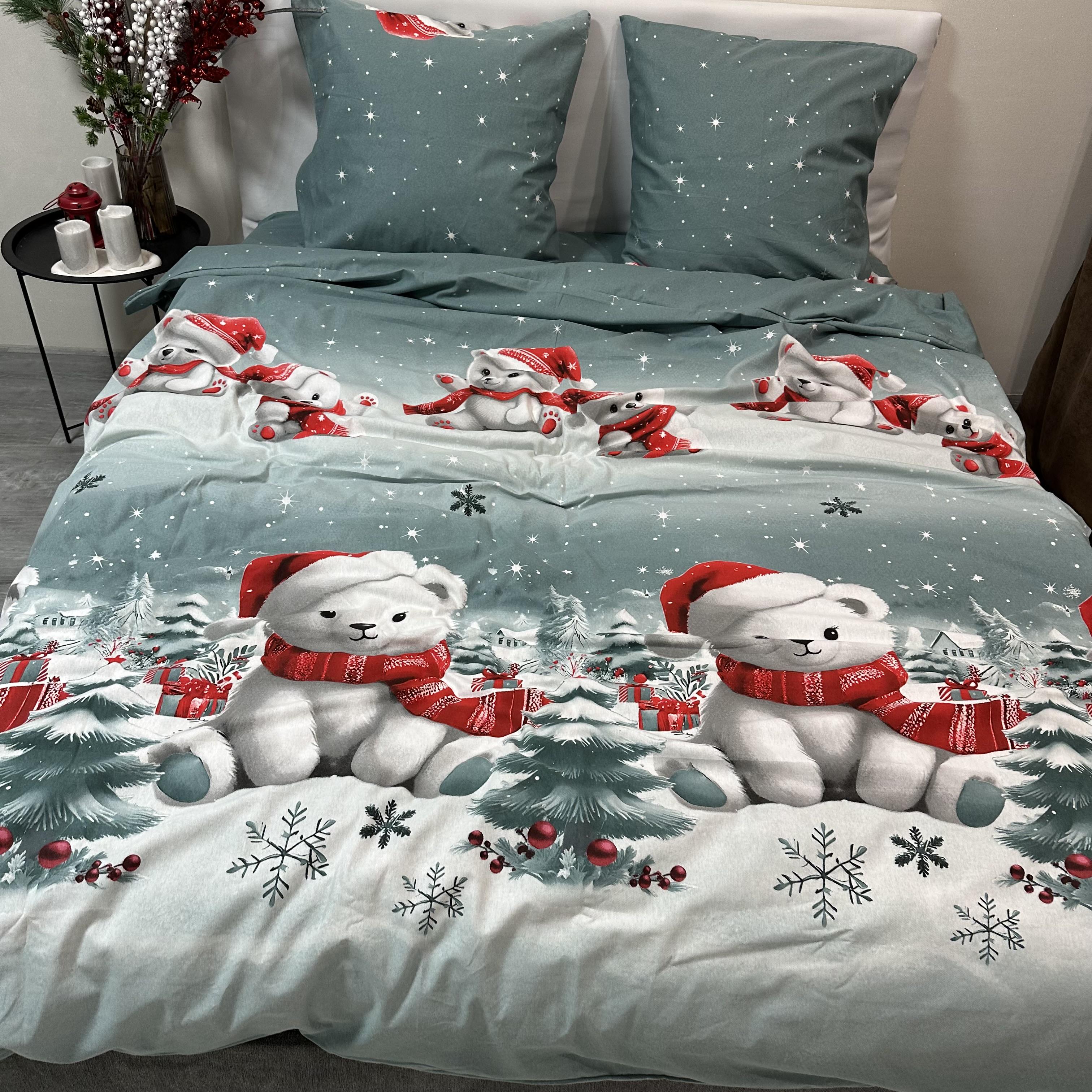 Комплект постільної білизни байкова Зимовий євро Сірий (байка 5-3) - фото 11