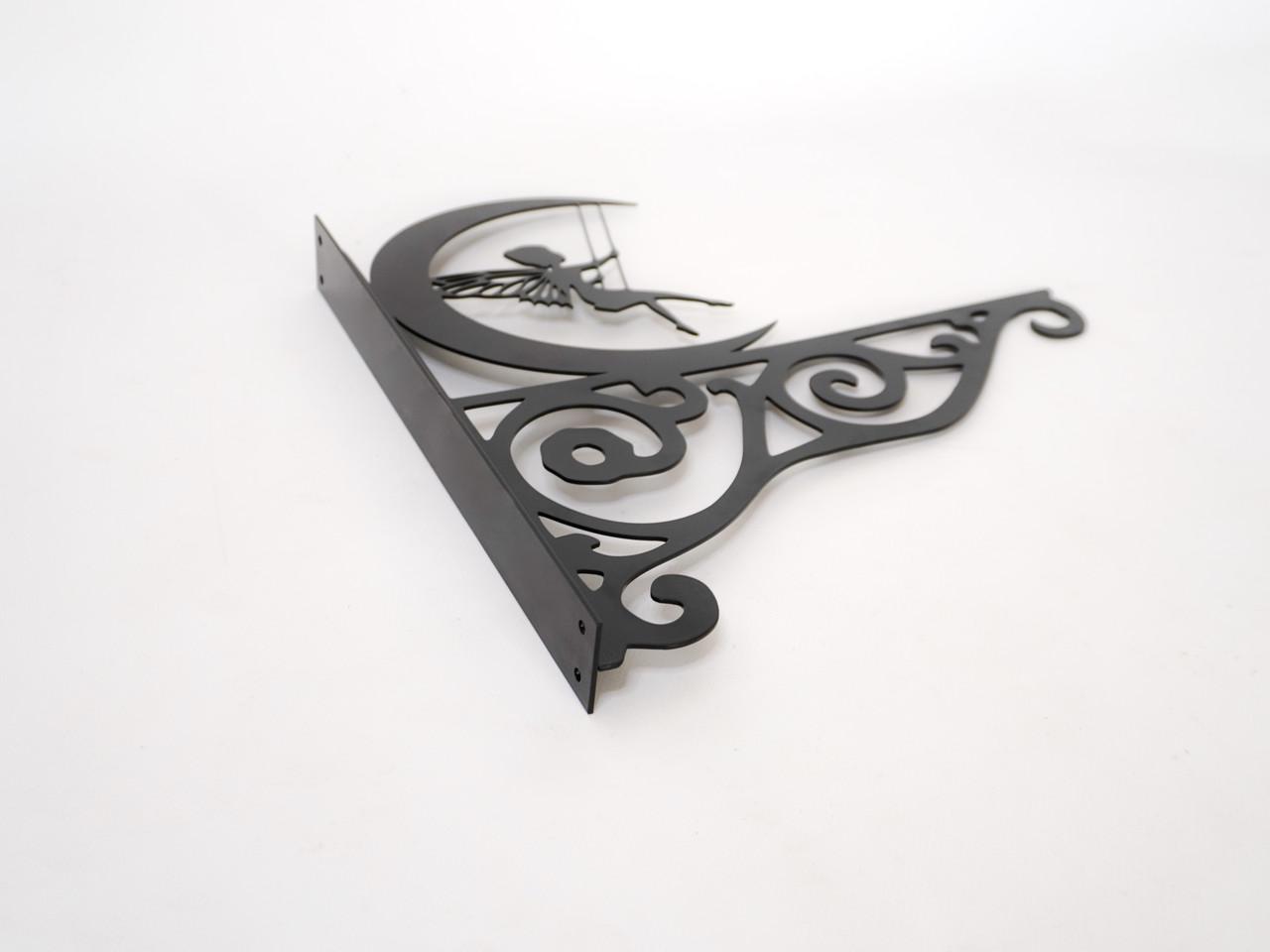 Кронштейн Фея на качели для кашпо с цветами метал Черный (Б014) - фото 3 Кронштейн Фея на качели для кашпо с цветами метал Черный (Б014) - фото 3