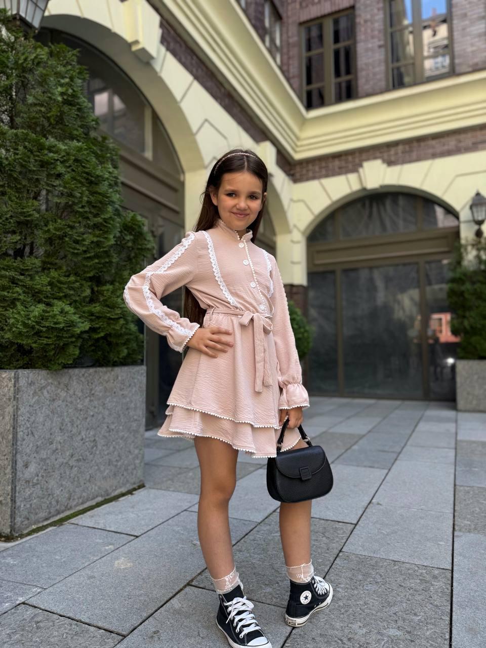 Платье в этно стиле подростковое для девочки IRmAS 1283 152 см Бежевый