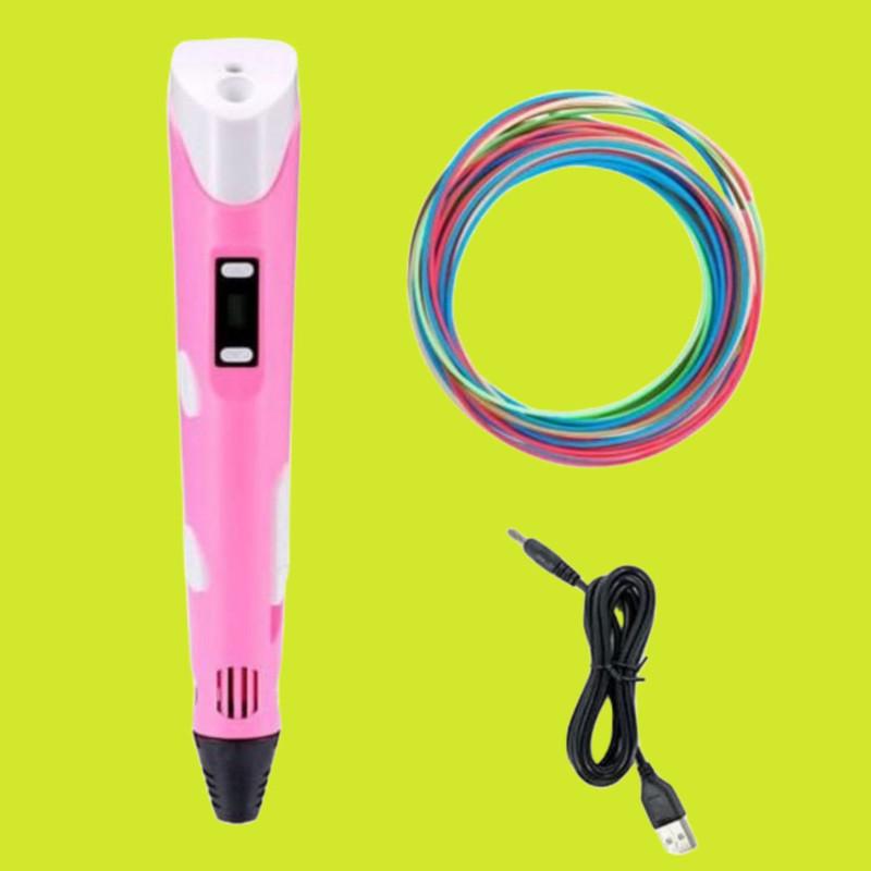 Ручка 3D для рисования 3D Pen 2 и пластик с трафаретами 50 м Розовый (9399739) - фото 2 Ручка 3D для рисования 3D Pen 2 и пластик с трафаретами 50 м Розовый (9399739) - фото 2