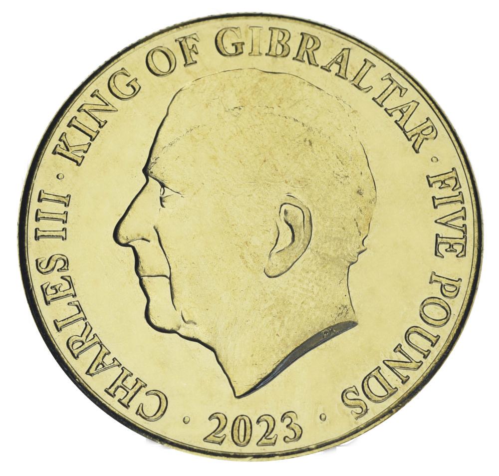 Коллекционная монета Гибралтар 5 фунтов 2023 UNC Чарльз/Карл III Charles III (М21054)