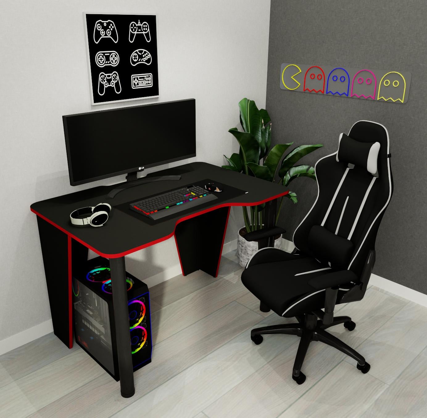 Компьютерный стол с вырезом KIB-4 Черный (27207709)