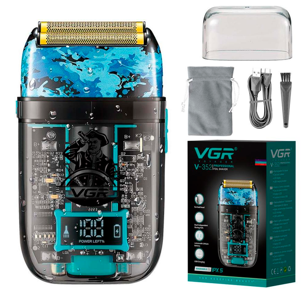 Электробритва VGR V-352 двойная сетка/титановые лезвия LED дисплей IPX5/USB Type-C (ML-05047)