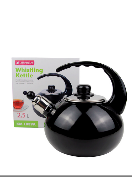 Чайник эмалированный со свистком 2,5 л Черный (1039А) - фото 9 Чайник эмалированный со свистком 2,5 л Черный (1039А) - фото 9