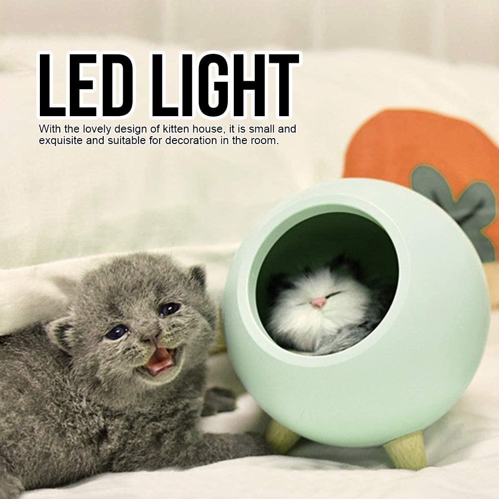 Настольный ночник Led Cat House с мягкой игрушкой сенсорный 13х15 см Голубой - фото 7