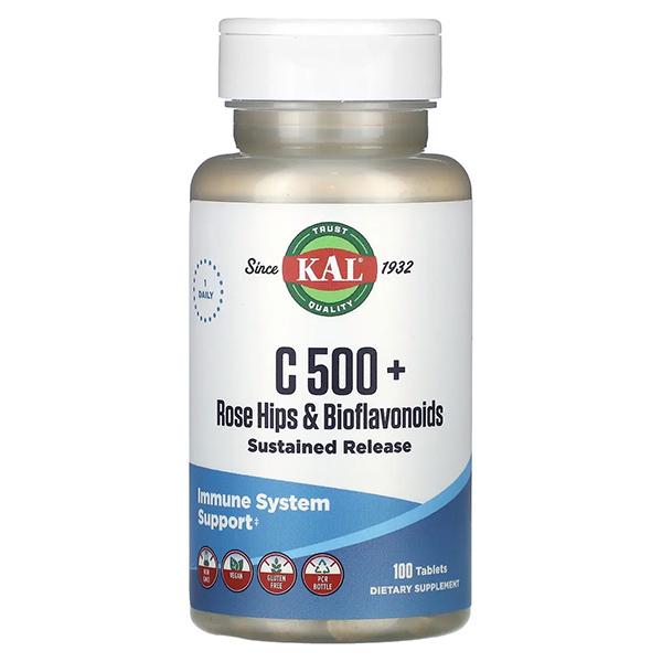 Витамин C KAL C 500+ Rose Hips & Bioflavonoids 100 табл. (000026061)