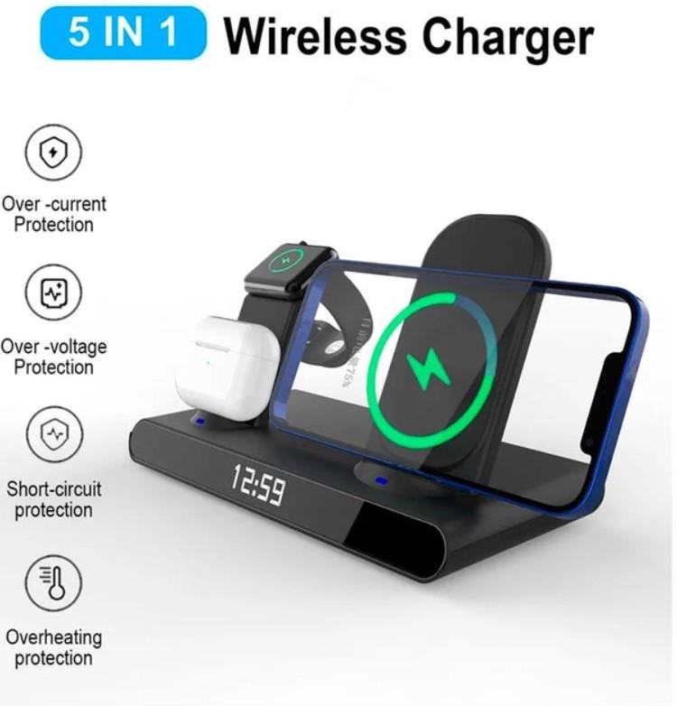 Док станція Wireless Charger AL-23 4в1 15W для Apple iPhone 8-15/Apple Watch 2-8 AirPods Чорний (15021026) - фото 3