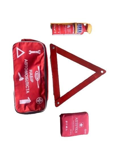 Набор автомобилиста огнетушитель 500 мл/знак аварийной остановки/автомобильная аптечка 3 пр. (38542584)