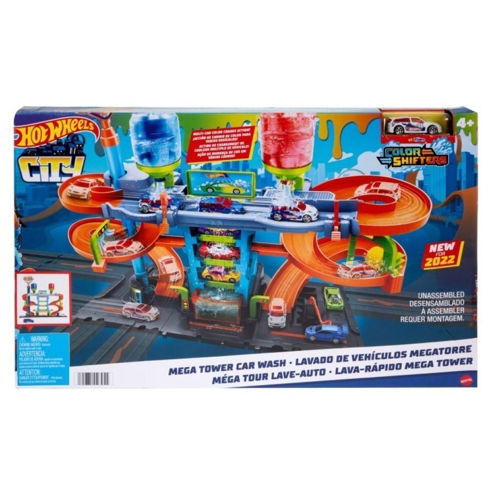 Комплект Hot Wheels трейлер-автовоз GHR48 и игровой набор автомойка HDP05 с подарочным набором автомобилей (1806) - фото 3